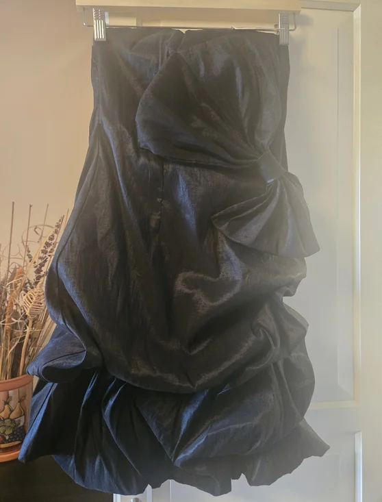 Daisy Strapless Black Taffeta Cocktail Dress with Side Bow Size S - Picture 4 of 8